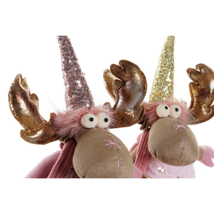 Коледна Украса DKD Home Decor Кафяв Розов Златен Царица 27 x 16 x 42 cm (2 броя)