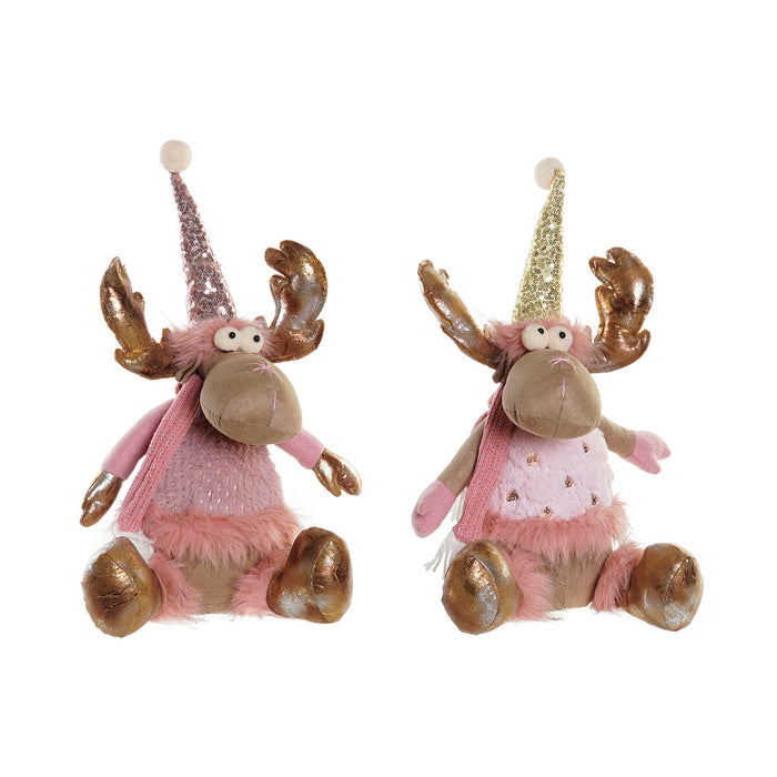 Коледна Украса DKD Home Decor Кафяв Розов Златен Царица 27 x 16 x 42 cm (2 броя)