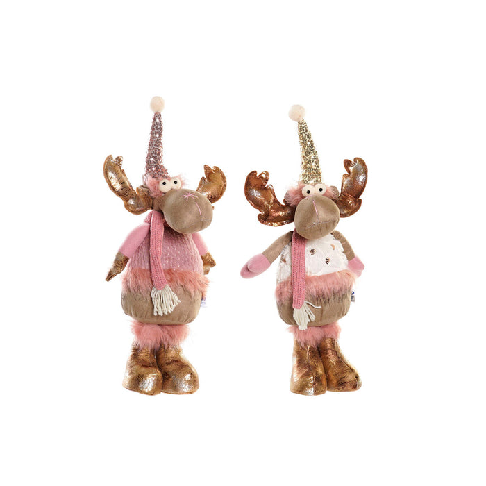 Коледна Украса DKD Home Decor Бял Розов Златен Царица 20 x 19 x 50 cm (2 броя)