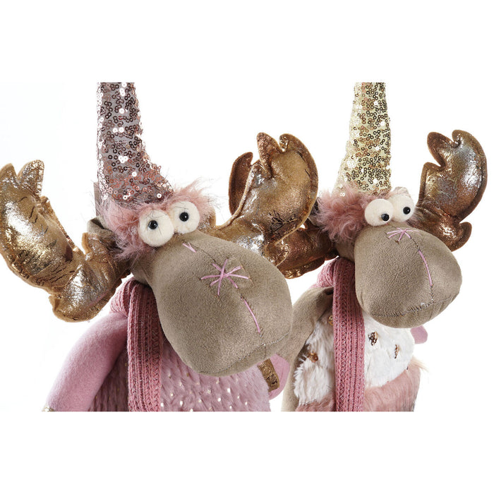 Коледна Украса DKD Home Decor Бял Розов Златен Царица 20 x 19 x 50 cm (2 броя)