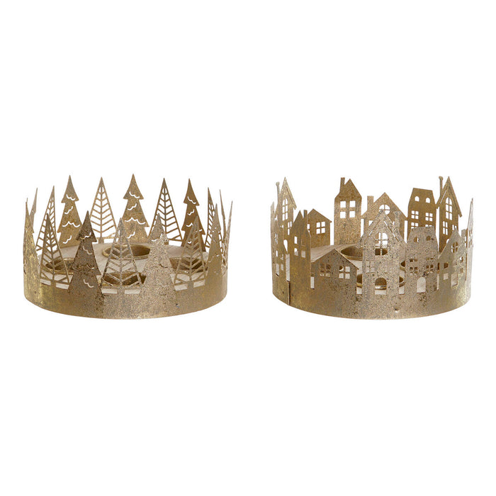 Коледен Свещник DKD Home Decor Златен Естествен 16,5 x 16,5 x 8,5 cm (2 броя)
