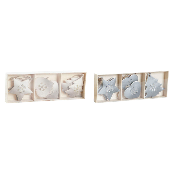 Висяща украса DKD Home Decor Бял Сив Метал 7 x 2 x 7 cm (6 Части) (2 броя)