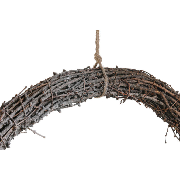 Коледен венец DKD Home Decor Естествен плетена ракита Ананас Снежен 46 x 7 x 46 cm (2 броя)