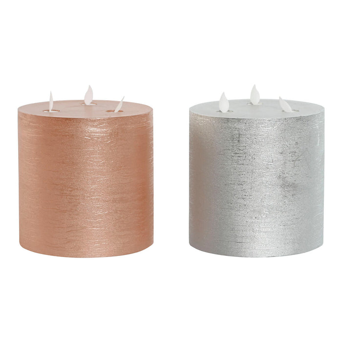 LED Свещ DKD Home Decor Златен Сребрист 15 x 15 x 15 cm (AA) (2 броя)