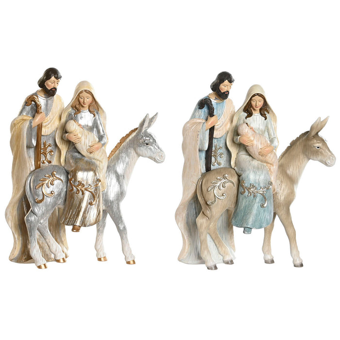 Рождествена Коледна Сцена DKD Home Decor Син Бял Кафяв Сребрист Смола 23,5 x 16 x 32 cm (2 броя)