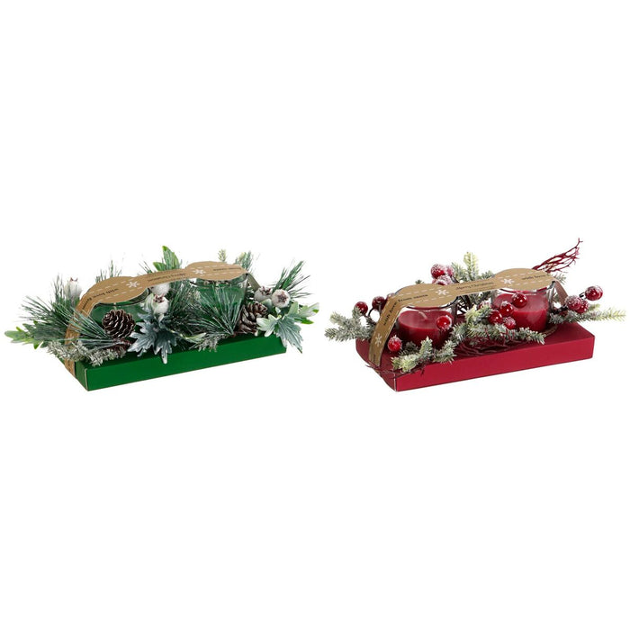 Свещ DKD Home Decor Червен Зелен 5,5 x 5,5 x 6,5 cm (2 броя)