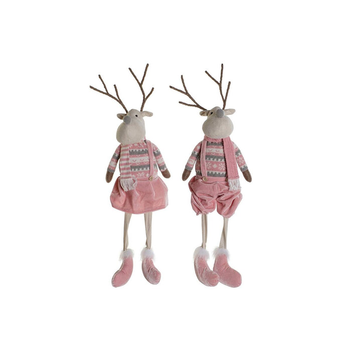 Коледна Украса DKD Home Decor Бял Кафяв Розов Царица 17 x 14 x 63,5 cm (2 броя)