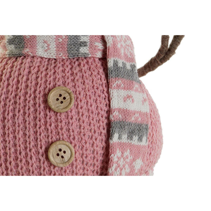 Снежен човек DKD Home Decor Бял Кафяв Розов 30 x 16 x 33 cm (2 броя)