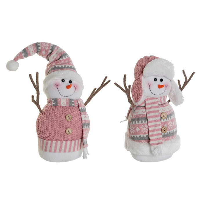 Снежен човек DKD Home Decor Бял Кафяв Розов 30 x 16 x 33 cm (2 броя)