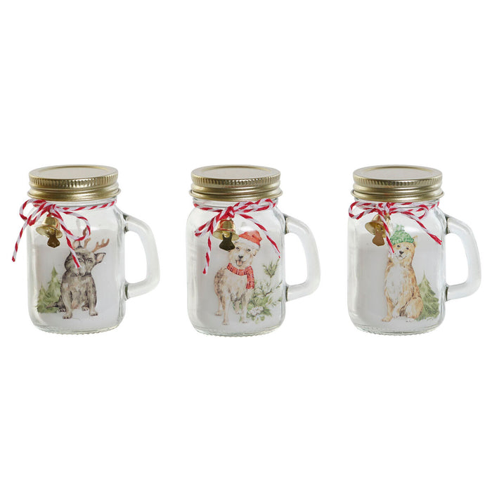 Свещ DKD Home Decor Бял Златен Коледа 8 x 5 x 9 cm (3 броя)