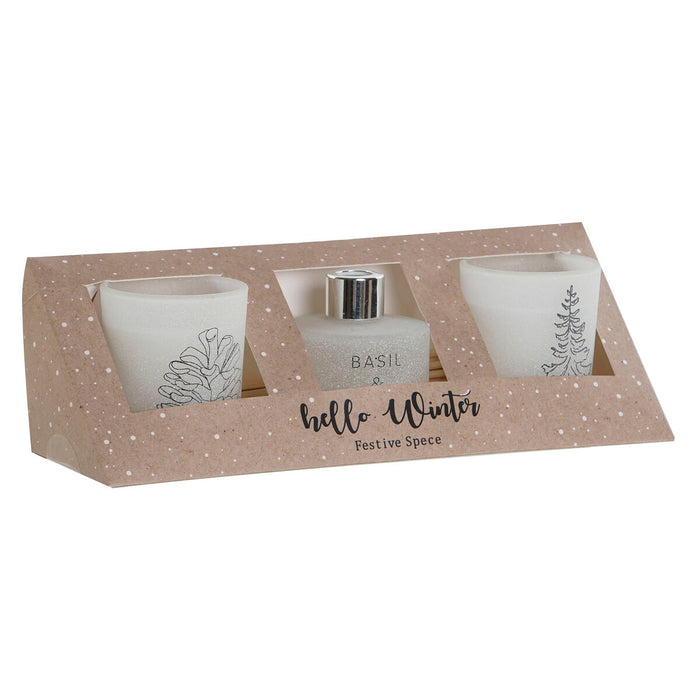 Комплект Свещи DKD Home Decor Бял Коледа 5 x 5 x 6 cm