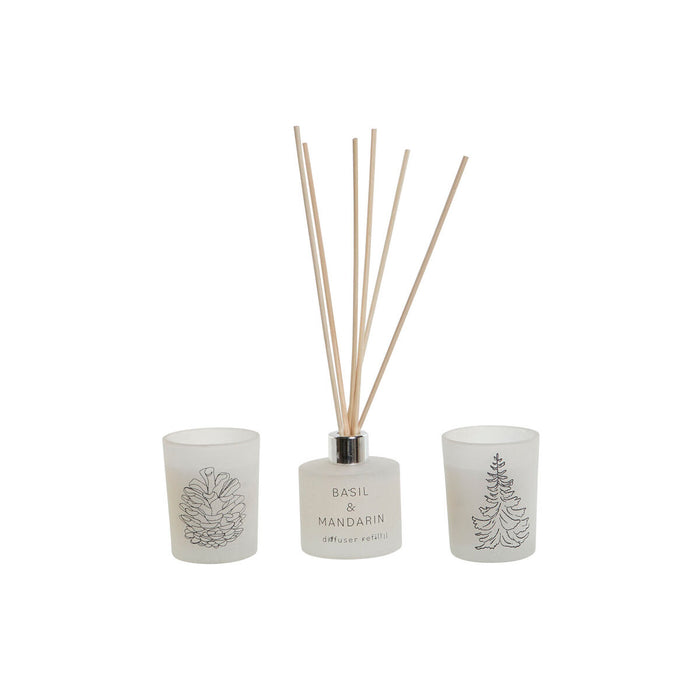 Комплект Свещи DKD Home Decor Бял Коледа 5 x 5 x 6 cm