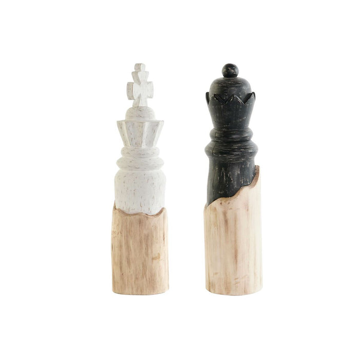 Декоративна фигурка DKD Home Decor Бял Кафяв Черен Шахматни Пулове Loft 12 x 12 x 48 cm (2 броя)