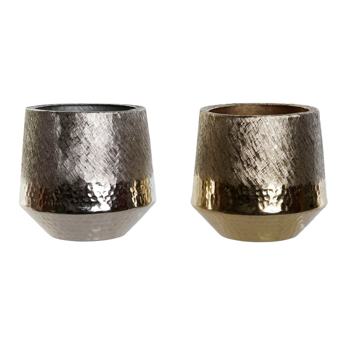 Украса за център на маса DKD Home Decor Златен Сребрист Алуминий 19 x 19 x 20 cm (2 броя)