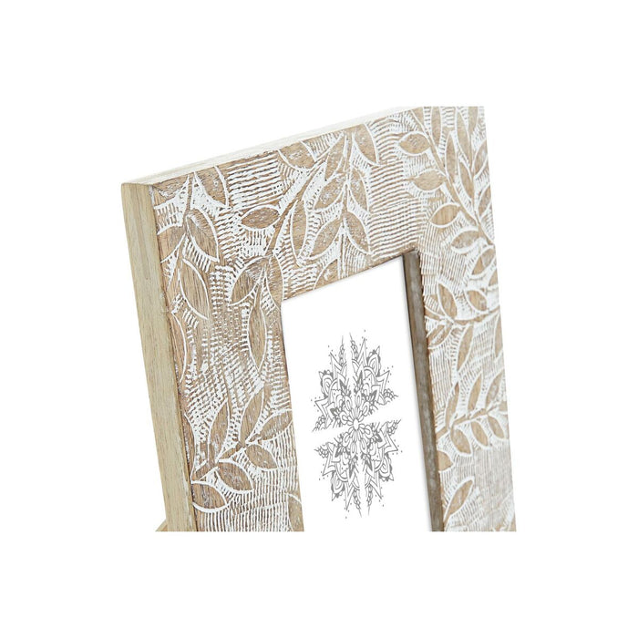 Рамка за снимки DKD Home Decor Бял Естествен Кристал Дърво манго Индианец 20 x 1,3 x 25 cm