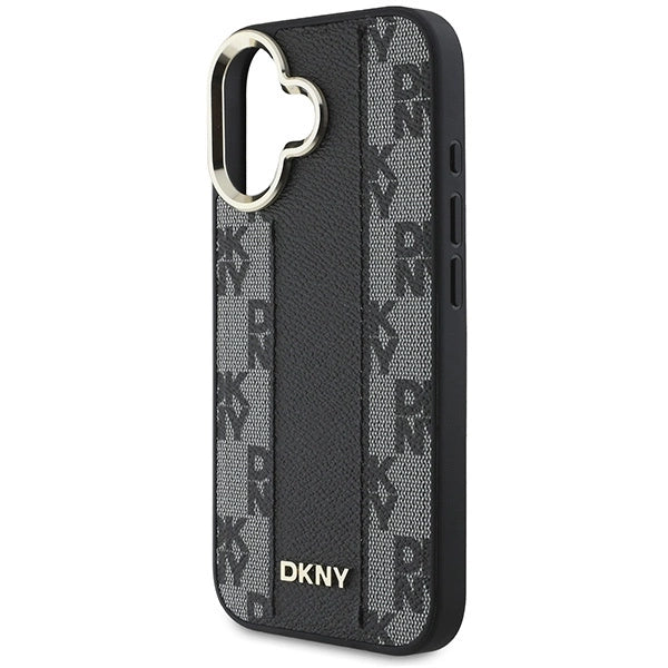 DKNY кариран калъф Magsafe за iPhone 16 - черен