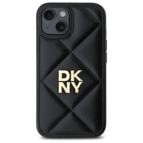 Калъф DKNY Quilted Stack Logo iPhone 15 - черен
