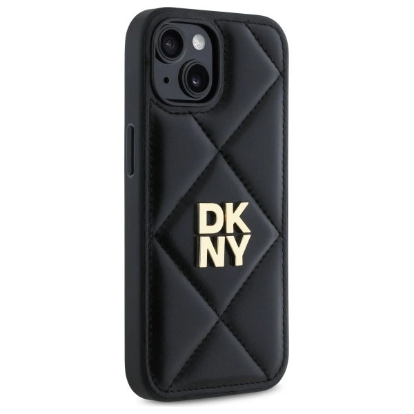 Калъф DKNY Quilted Stack Logo iPhone 15 - черен