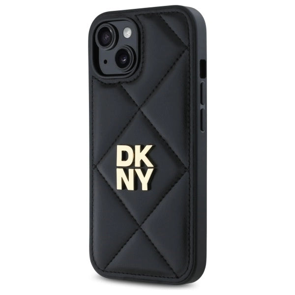 Калъф DKNY Quilted Stack Logo iPhone 15 - черен