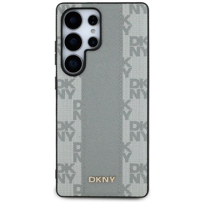 DKNY кожен кариран калъф MagSafe за Samsung Galaxy S25 Ultra - сив