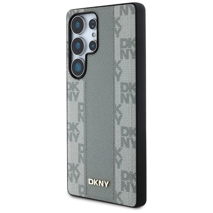 DKNY кожен кариран калъф MagSafe за Samsung Galaxy S25 Ultra - сив