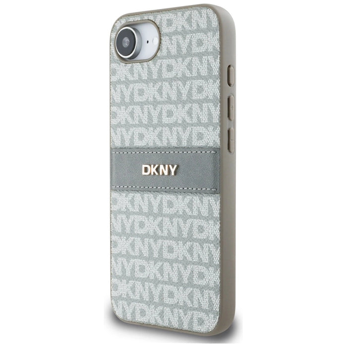 Калъф DKNY Repeat Texture Pattern with Tonal Stripe iPhone 16e - бежов