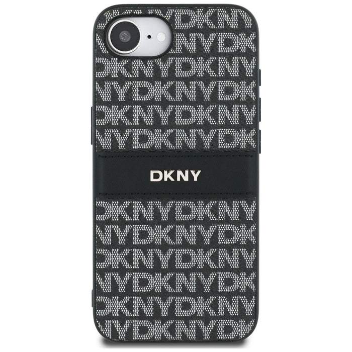 Калъф DKNY Repeat Texture Pattern with Tonal Stripe за iPhone 16e - черен