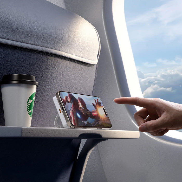 Dudao K28 10000mAh PD 22.5W MagSafe Преносима батерия Powerbank с метален корпус и стойка за пръстени - сребрист