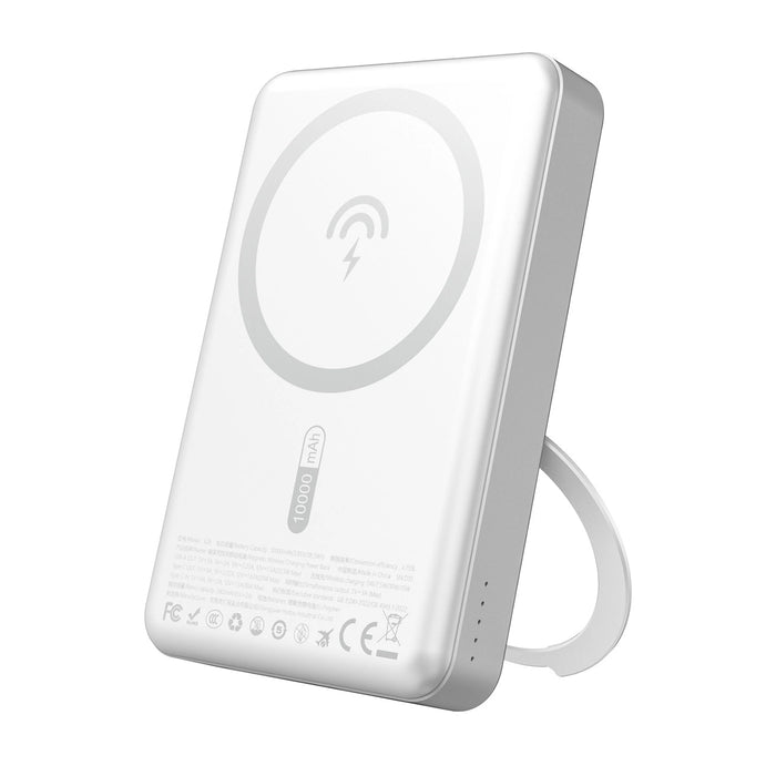 Dudao K28 10000mAh PD 22.5W MagSafe Преносима батерия Powerbank с метален корпус и стойка за пръстени - сребрист