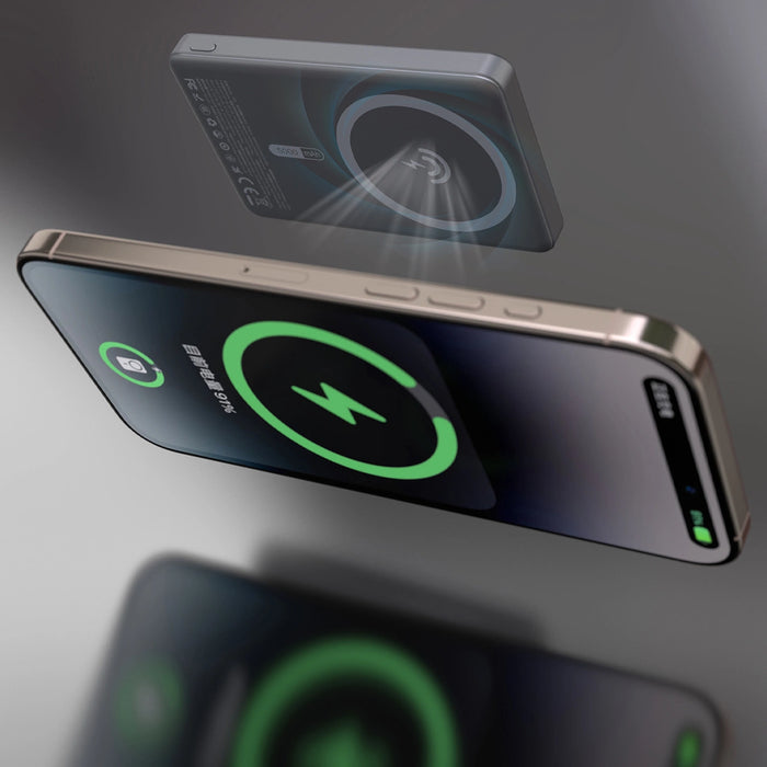 Dudao K28 10000mAh PD 22.5W MagSafe Преносима батерия Powerbank с метален корпус и стойка за пръстен - сив