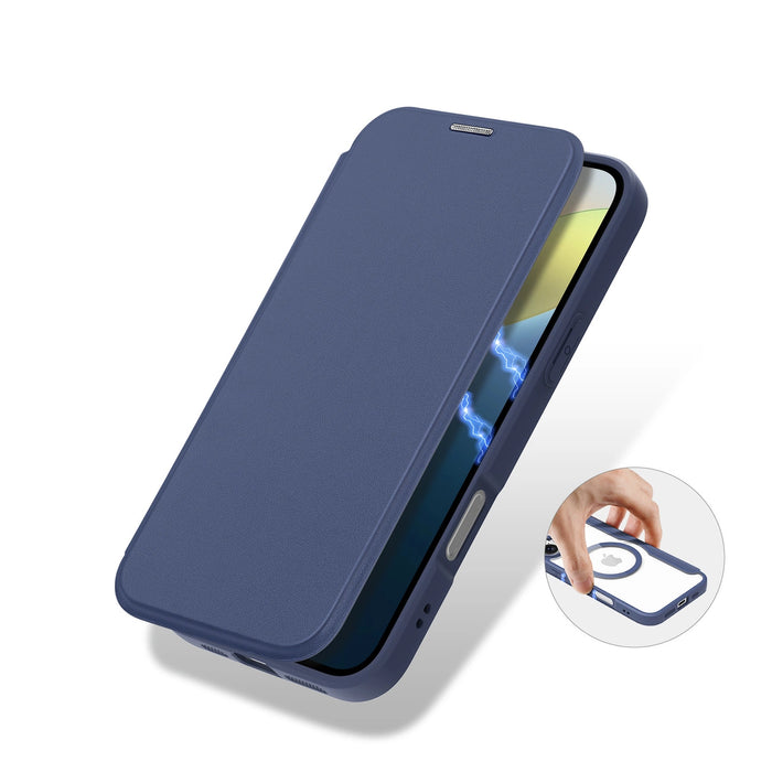 Калъф Dux Ducis Skin X Pro за iPhone 16 с MagSafe и флип - син