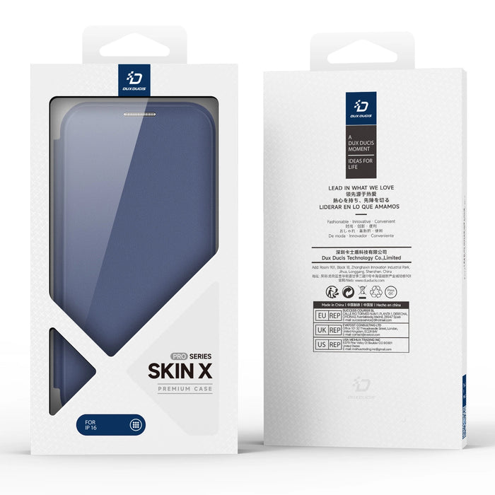 Калъф Dux Ducis Skin X Pro за iPhone 16 с MagSafe и флип - син