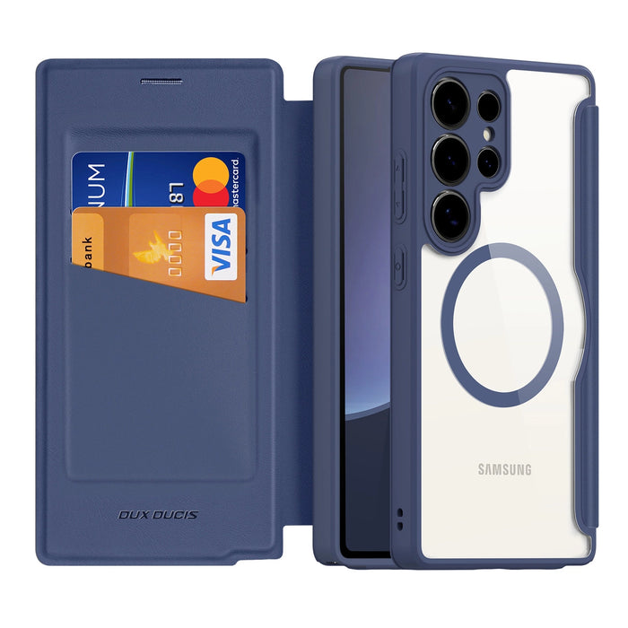 Калъф Dux Ducis Skin X Pro за Samsung Galaxy S25 Ultra с MagSafe и портфейл - син