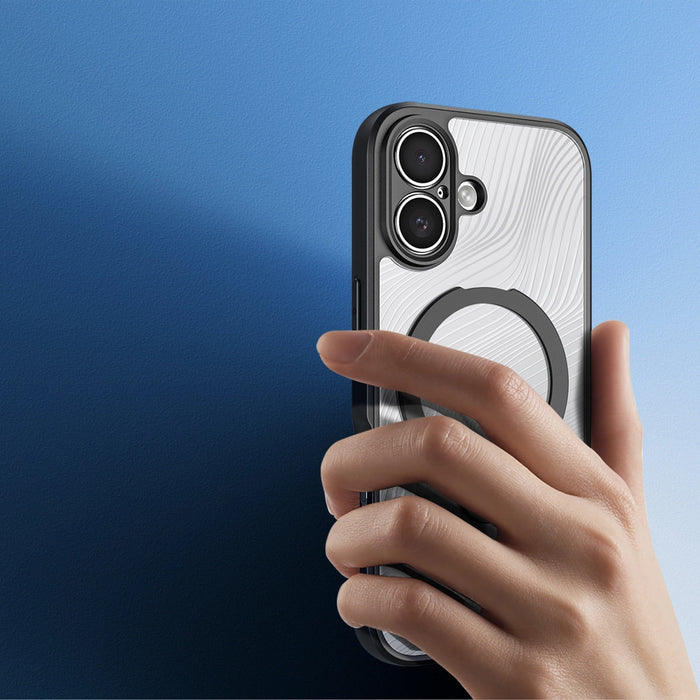Калъф Dux Ducis Aimo Mag с магнитен пръстен и стойка за iPhone 17 – Черен