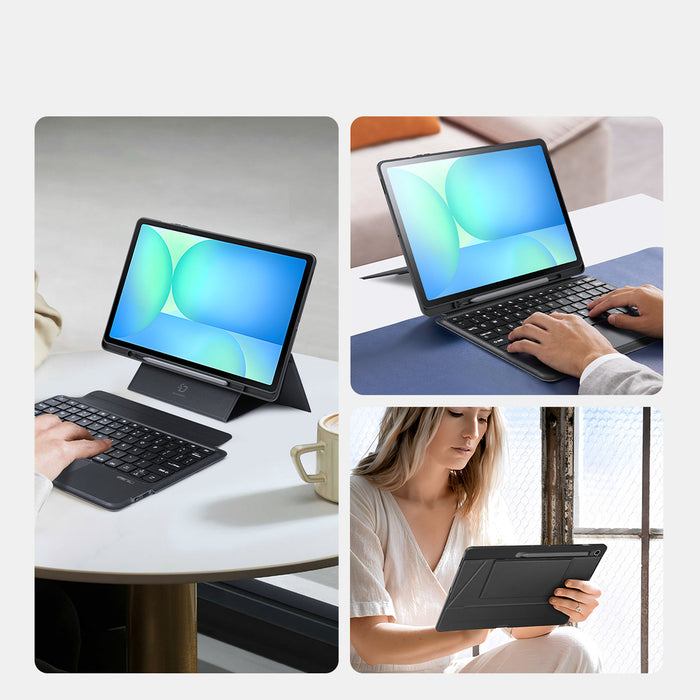 Калъф с клавиатура Dux Ducis (серия DK) за Samsung Tab S10 FE+ (Plus) с подсветка - черен