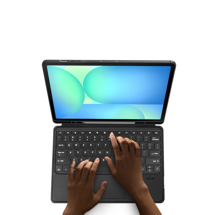 Калъф с клавиатура Dux Ducis (серия DK) за Samsung Tab S10 FE+ (Plus) с подсветка - черен