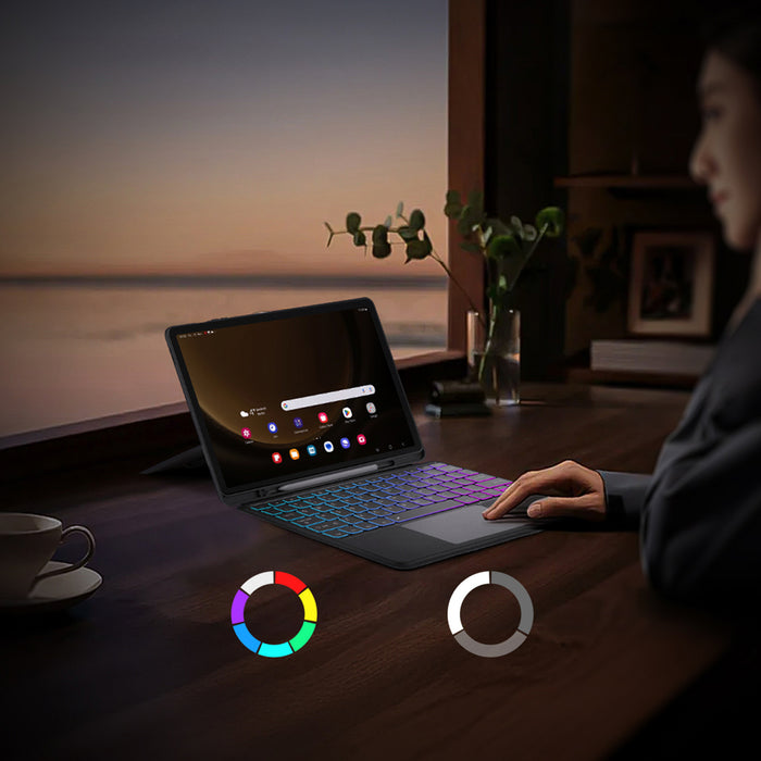 Калъф с клавиатура Dux Ducis (серия DK) за Samsung Tab S10 FE+ (Plus) с подсветка - черен