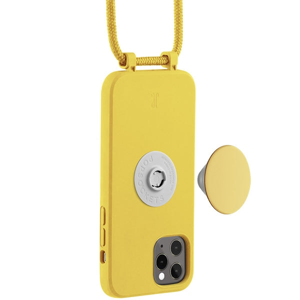 Калъф Just Elegance PopGrip за iPhone 11 Pro 5,8", жълт с заешка лапа
