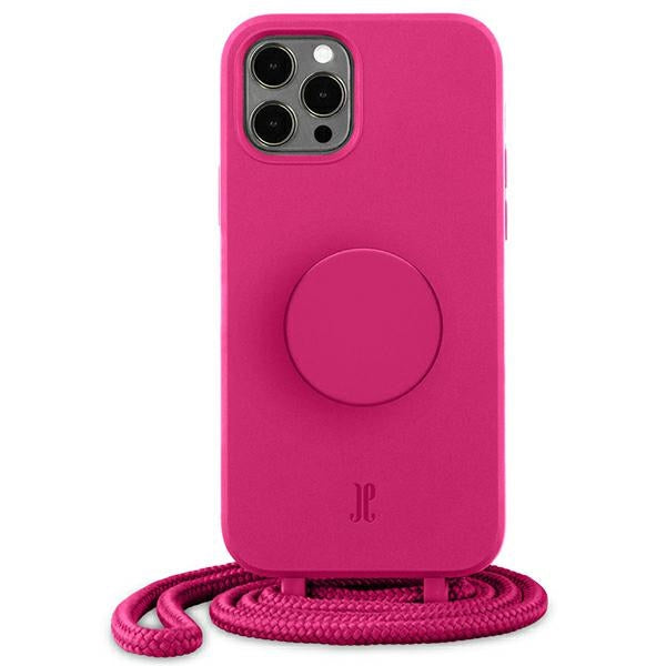 Калъф Just Elegance JE PopGrip 30090 за iPhone 12/12 Pro 6,1", розов orchid flower