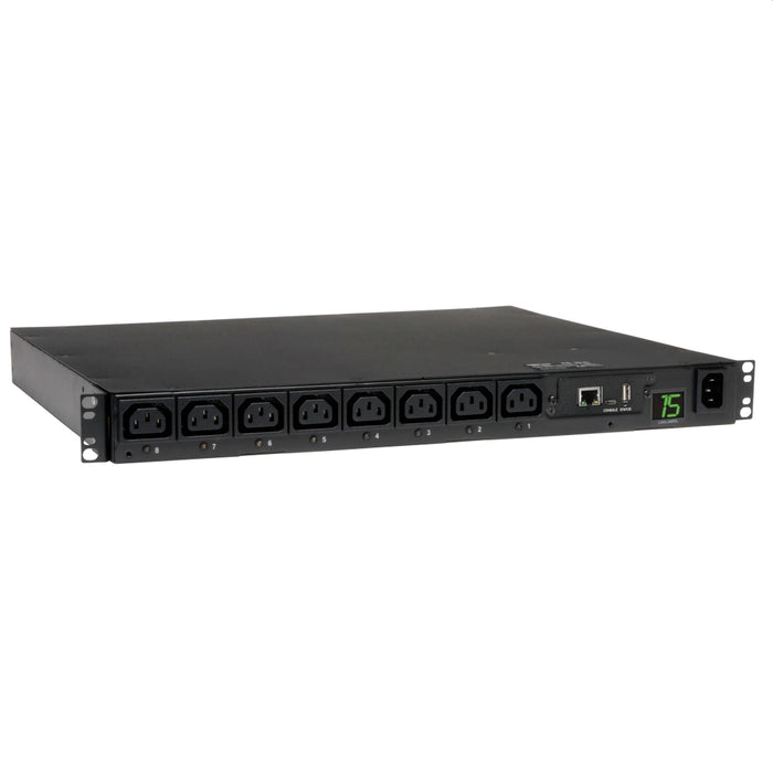 Tripp Lite от Eaton 2,5kW еднофазен 208/230V комутируем PDU - LX платформа, 8 C13 изхода, C14 вход 2m кабел, 1U за монтаж в шкаф, TAA