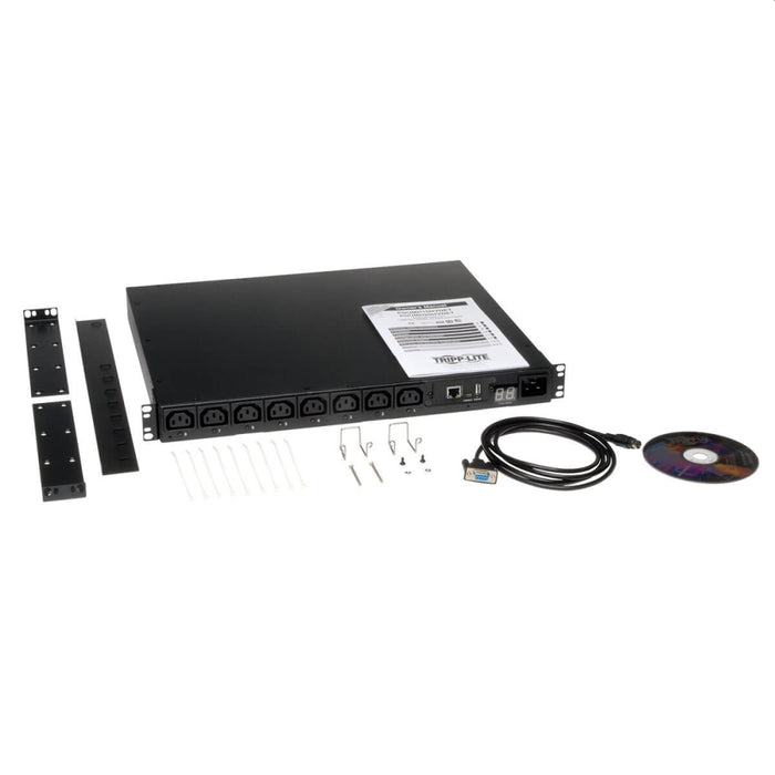 Tripp Lite от Eaton 2,5kW еднофазен 208/230V комутируем PDU - LX платформа, 8 C13 изхода, C14 вход 2m кабел, 1U за монтаж в шкаф, TAA