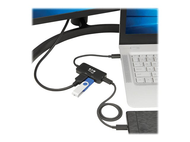 EATON TRIPPLITE USB-C Multiport Adapter - HDMI 4K 60 Hz 4:4:4 HDR USB-A 100W PD Charging Черен
