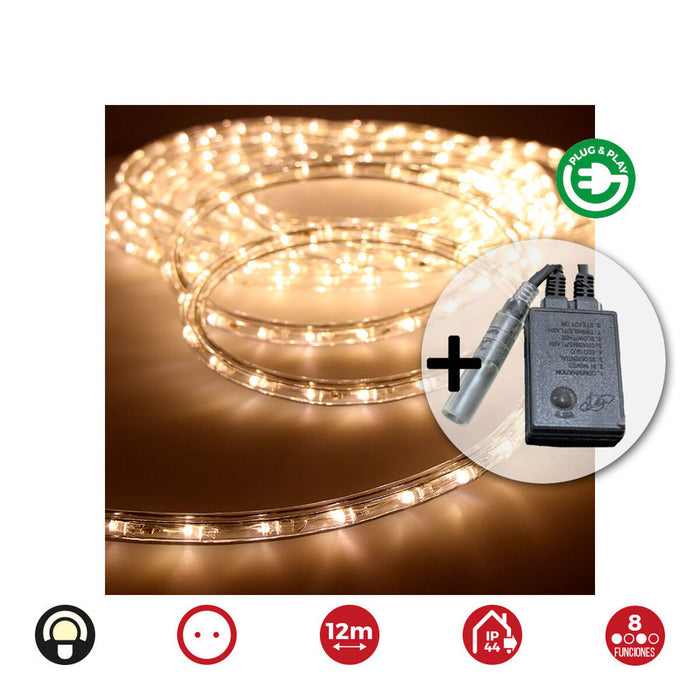 Маркуч LED EDM 71492 Flexiled Прозрачен Топло Бяло Топла светлина 12 m 8 Функции