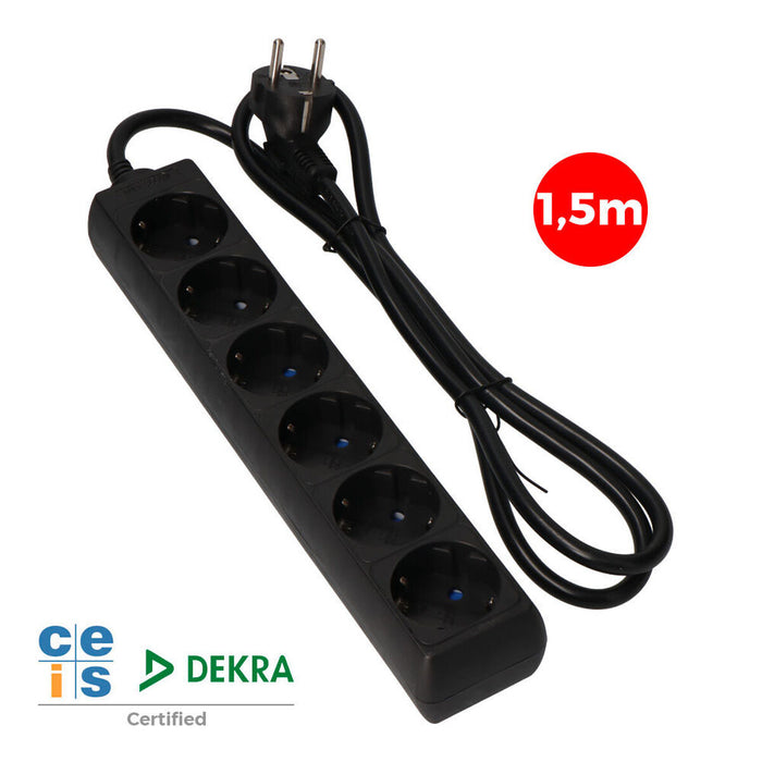 Табло с 6 гнезда с бутон за включване EDM 41008 Schuko (1,5 m)