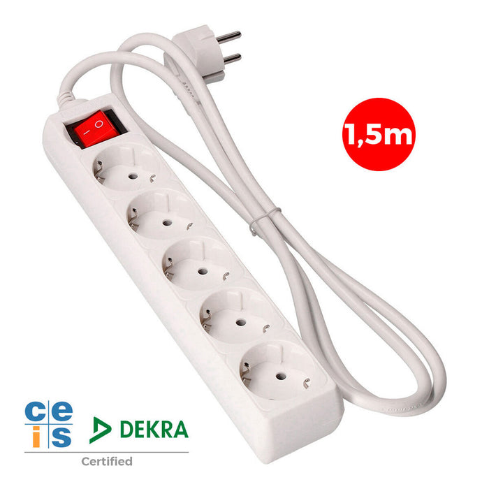 Контакт - 5 изхода с копче EDM 41011 Schuko (1,5 m)