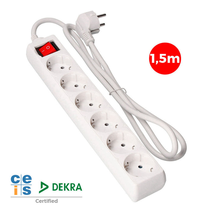 Контакт - 6 изхода с копче EDM 41012 Schuko (1,5 m)