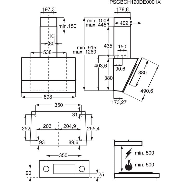 Electrolux LFV619K Стенен Черен 700 m³/h