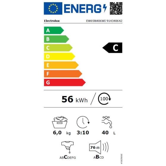 Пералня ELECTROLUX EW6SN406WI, 6 кг, 1000 об/мин.