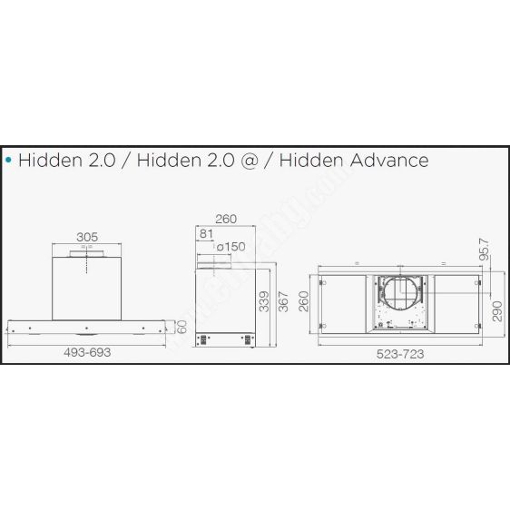 Абсорбатор за вграждане ELICA Hidden 2.0 @ BLGL 52/60