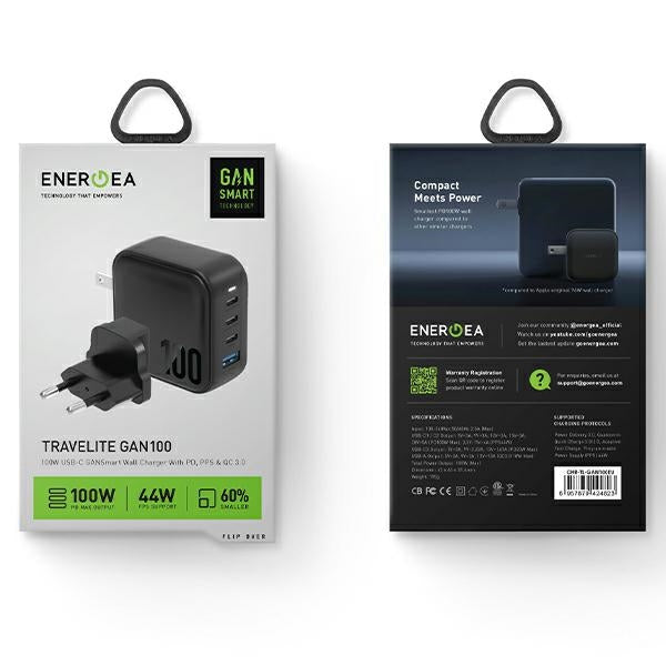 Зарядно ENERGEA 3.0 Travelite, черно, US+EU